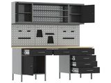 Work Cabinet 7 pcs Black and Grey Engineered Wood and Steel 3321466