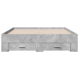 Bed Frame Concrete Grey Engineered Wood, Plywood Double Bed Frame 3280394