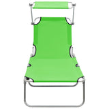 ZNTS Folding Sun Lounger with Canopy Green Aluminium 310361