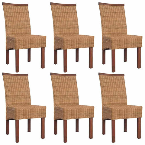 Dining Chairs 6 pcs Brown Natural Rattan 274203