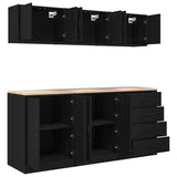 Garage Cabinets 6 pcs Black Engineered Wood 3328342