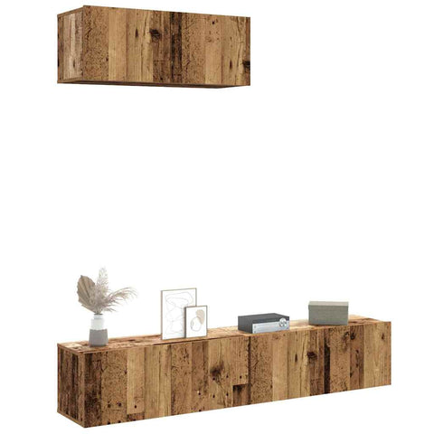 ZNTS 3 Piece TV Cabinet Set Wall-mounted Old Wood Engineered Wood 3329003