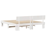 Bed Frame with Headboard White 200 x 200 cm Solid Pine Wood 3382290
