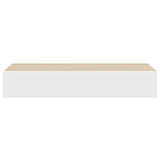 330263 Wall-mounted Drawer Shelf Oak and White 60x23,5x10cm MDF