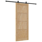 Sliding Door Natural and Black 83 x 211 cm Solid Pine Wood 3333366