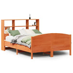 ZNTS Bookcase Bed without Mattress Wax Brown 135x190 cm Double Solid Wood Pine 3323115