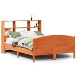 ZNTS Bookcase Bed without Mattress Wax Brown 135x190 cm Double Solid Wood Pine 3323115