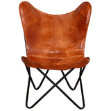 Butterfly Chair Brown Real Leather 243728