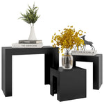 ZNTS Nesting Coffee Tables 3 pcs Black Engineered Wood 808541