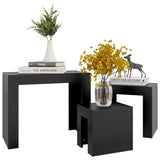 ZNTS Nesting Coffee Tables 3 pcs Black Engineered Wood 808541