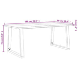 Dining Table with Live Edge 180x90x75 cm Solid Wood Acacia 353291