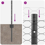 ZNTS Garden Fence Set Set of 2 Grey Metal Large Durable 3336846