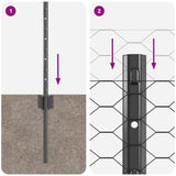 ZNTS Garden Fence Set Set of 2 Grey Metal Large Durable 3336846