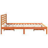 Bed Frame with Headboard Wax Brown 120 x 200 cm Solid Pine Wood 872292