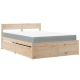 Bed with Drawers and Mattress 140x190 cm Solid Wood Pine 3281910