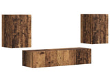 TV Wall Cabinet Set Wall-mounted 4 pcs Old Wood Engineered Wood 3408914
