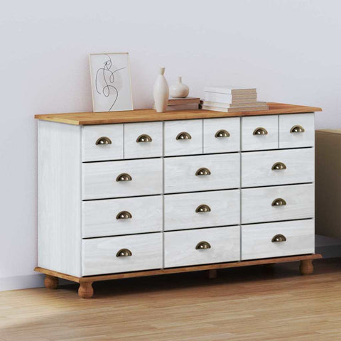 Chest of Drawer ASKIM White 79 x 40 x 133.5 cm Solid Pine wood 4105429