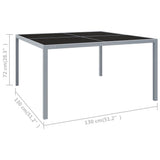 Garden Table 130x130x72 cm Grey Steel and Glass 313086