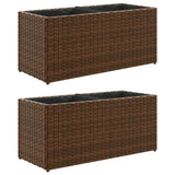 Garden Planters with 2 Pots 2 pcs Brown 72x30x32 cm Poly Rattan 3210529