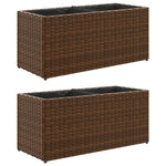 ZNTS Garden Planters with 2 Pots 2 pcs Brown 72x30x32 cm Poly Rattan 3210529