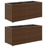 ZNTS Garden Planters with 2 Pots 2 pcs Brown 72x30x32 cm Poly Rattan 3210529