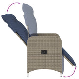 Reclining Garden Chairs 2 pcs with Table Grey Poly Rattan 365709