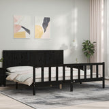 Bed Frame without Mattress Black 200x200 cm Solid Wood Pine 3192645
