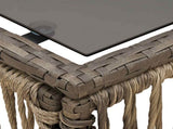 Garden Table Grey and Black 55 x 55 x 37 cm PE Rattan and Glass 42035134