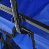 ZNTS Folding Hand Trolley with Canopy Steel Blue 147590