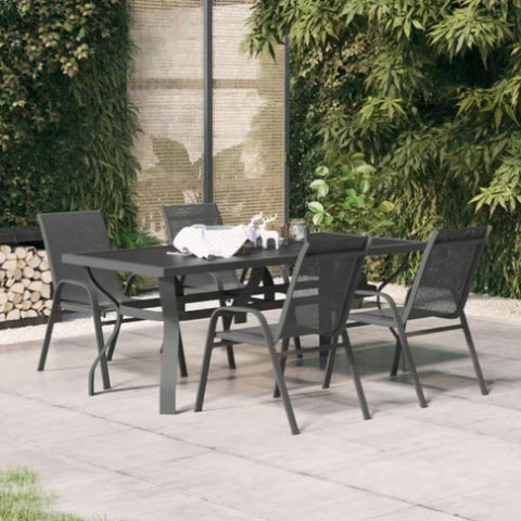 ZNTS 5 Piece Garden Dining Set Grey and Black 3095982