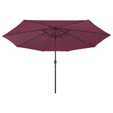 312534 Garden Parasol with LED Lights 400 cm Bordeaux Red