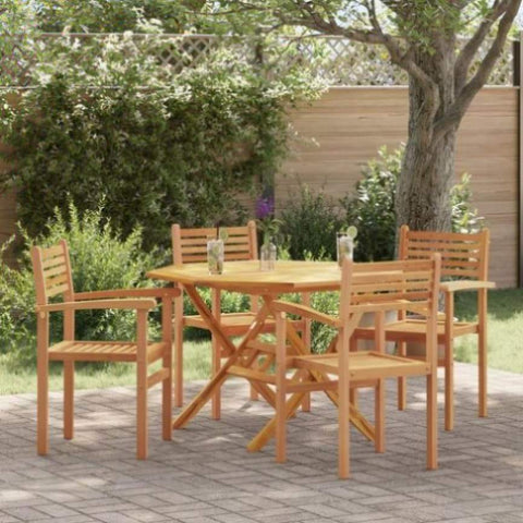 ZNTS Garden Stacking Chairs 4 pcs Brown 55.5 x 55.5 x 90 cm 3375763