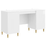 Desk High Gloss White 142.5 x 50 x 75 cm Engineered Wood 3414598