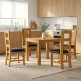 Dining Set 5 pcs Black Solid Oak Wood 3430343
