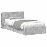 Bed Frame with Storage with Drawer Concrete Grey 75 x 190 cm 3433527