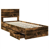 Bed Frame with Drawer Smoked Oak 90 x 200 cm Engineer Wood 3408030