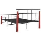 Bed Frame without Mattress Metal and Solid Oak Wood 120x200 cm 324892