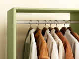 Open Wardrobe on Wheels, Bedroom Wardrobe with Clothes Hanging Rail, 2 Storage Shelves, Mobile T3398P328098