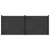 Fence Panel 2 pcs WPC and Aluminium Black 3429475