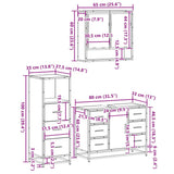 ZNTS 3 Piece Bathroom Furniture Set Grey Sonoma Engineered Wood 3301053