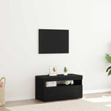 TV Cabinet with LED Black Oak 75 x 35 x 40 cm Engineered Wood 862557