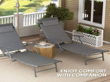 Set of Two Adjustable Back Sun Loungers - Grey T3398P320086
