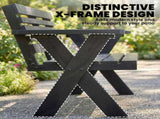 2 Seater Wooden Garden Bench, Slatted Patio Bench with Armrest and Backrest, Black T3398P551625
