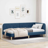 Corner Bed Frame with Headboard Blue 100 x 200 cm Fabric 42016584