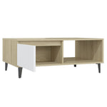 Coffee Table White and Sonoma Oak 90x60x35 cm Engineered Wood 806009