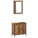 Bathroom Vanity Units with Shelf 3 pcs Brown Engineered wood 3332548