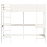 Loft Bed without Mattress White 100x200 cm Solid Wood Pine 842847