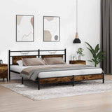 Metal Bed Frame without Mattress Smoked Oak 193x201 cm 3325107