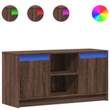 TV Cabinet with LED Brown Oak 100x34x50 cm Engineered Wood 852193