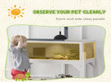 Wooden Tortoise House with Storage Shelf, Clear Observation Windows, Lamp Holder, Openable Top, T3398P375365